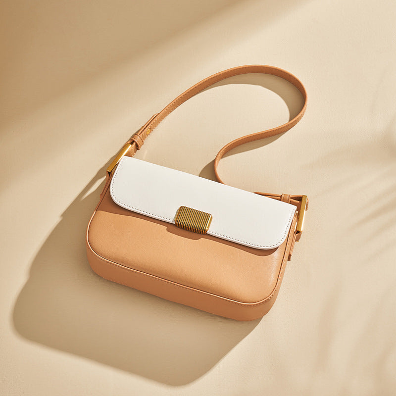 Structured Flap Shoulder Bag in Two-Layer Cowhide