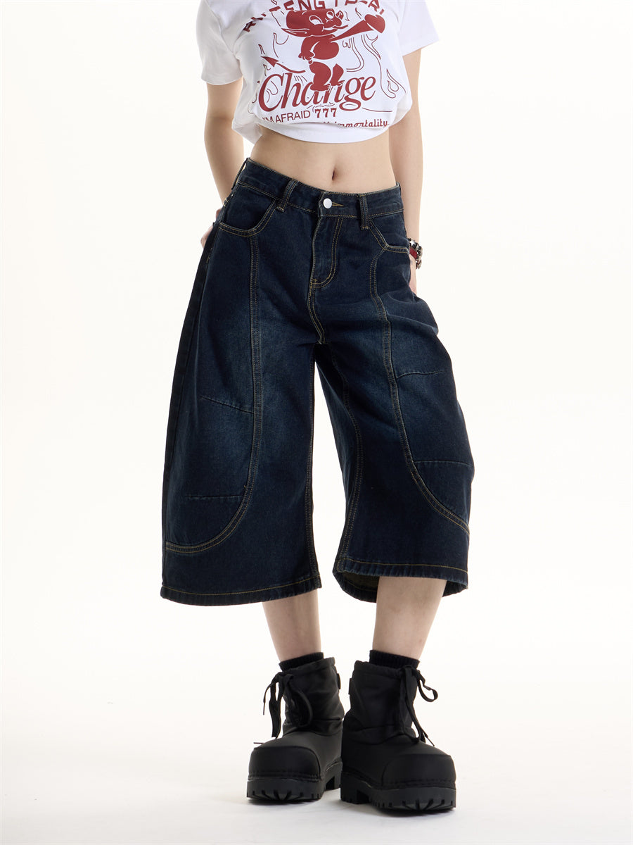 American Retro Hot Girl Style Deconstructive Design Jeans