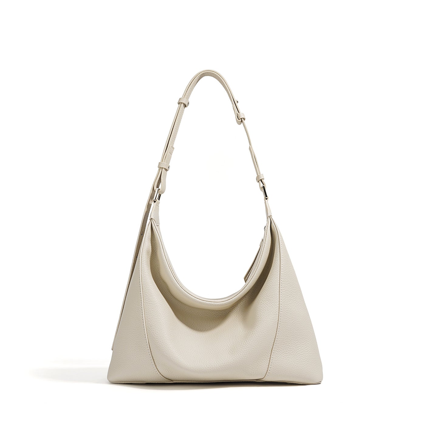 Draped Shoulder Bag in First-Layer Cowhide —