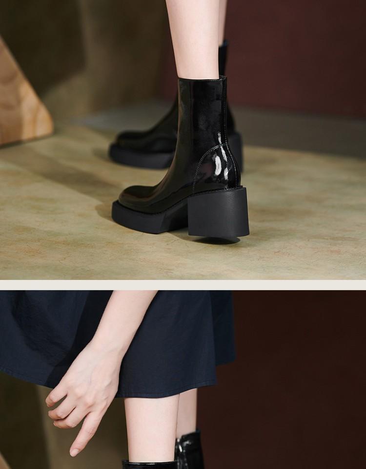 Structured Genuine Leather Ankle Boots