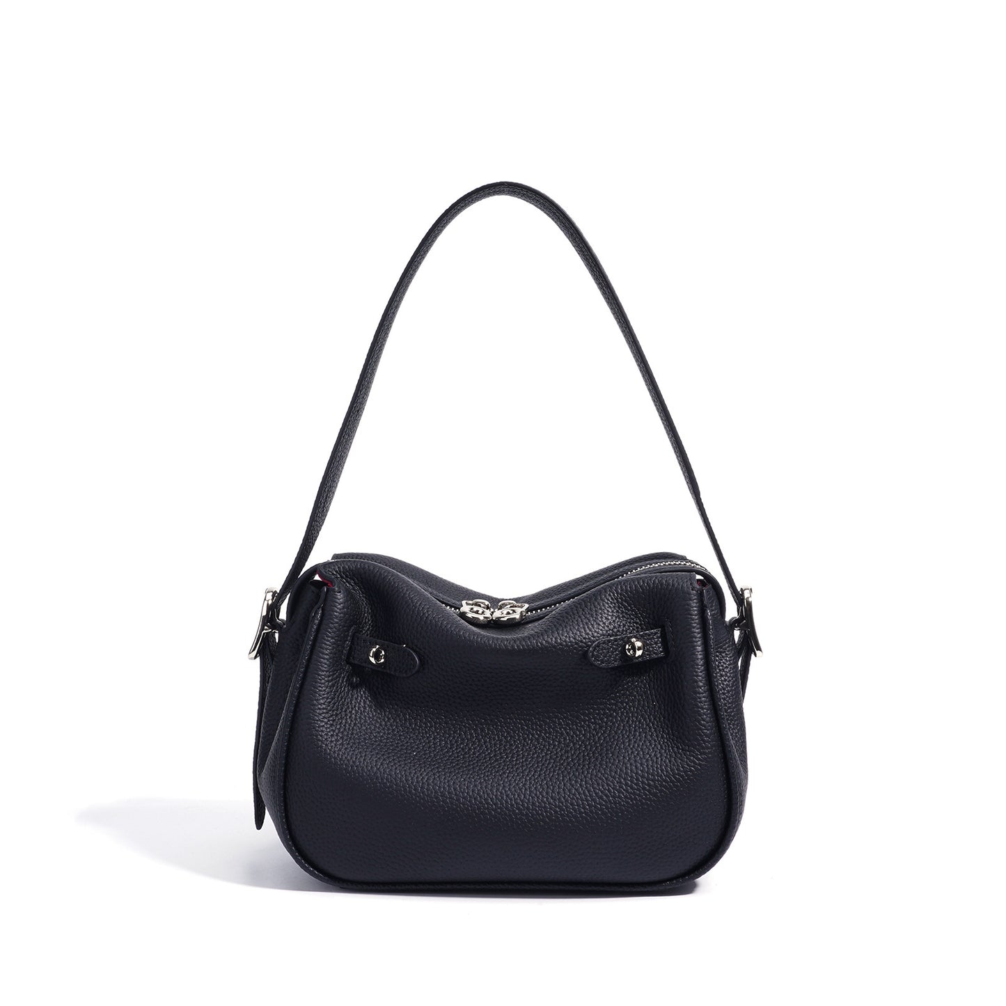 Compact Shoulder Bag in First-Layer Cowhide Leather