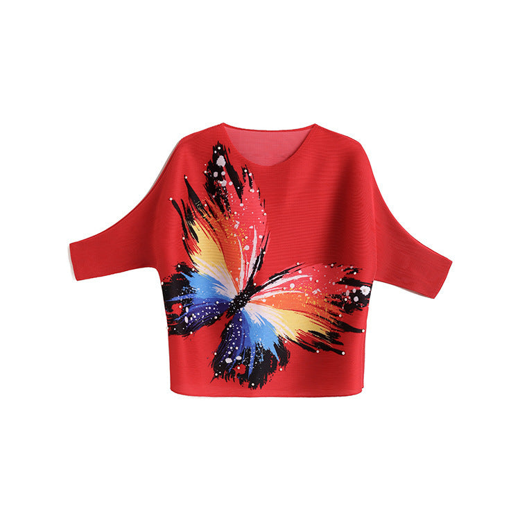 Women's  Butterfly Print Top Casual Loose T-Shirt
