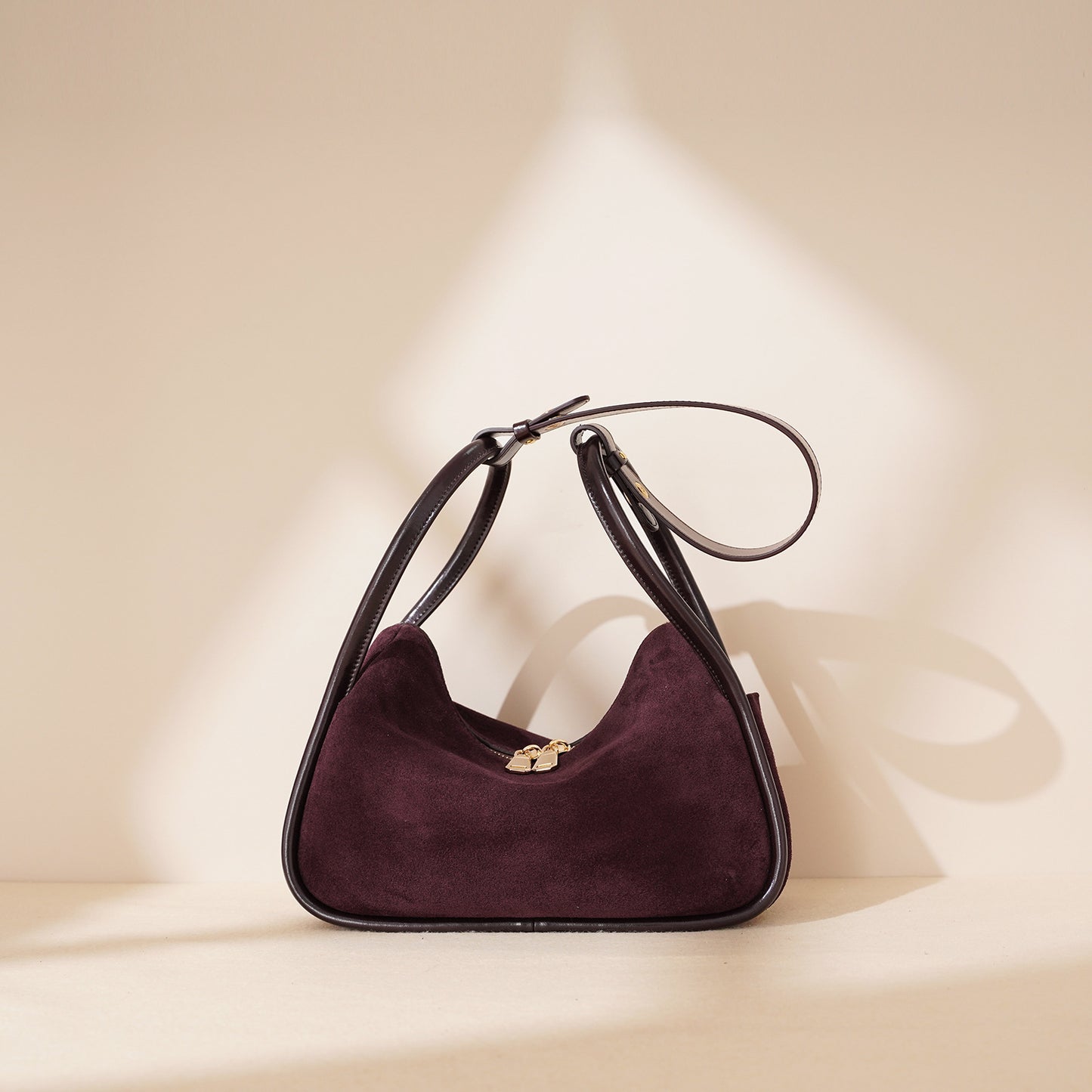 Compact Cowhide Hobo Shoulder Bag