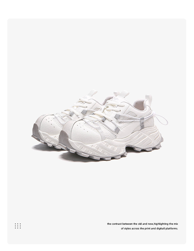 Technical Trail Sneaker – Dual-Layer Cowhide & Mesh Construction