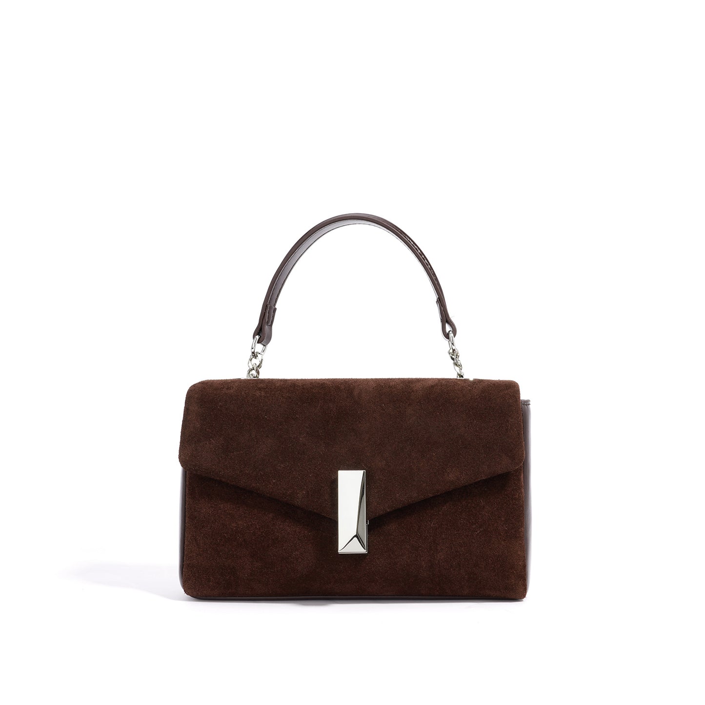 Structured Cowhide Flap Top-Handle Bag