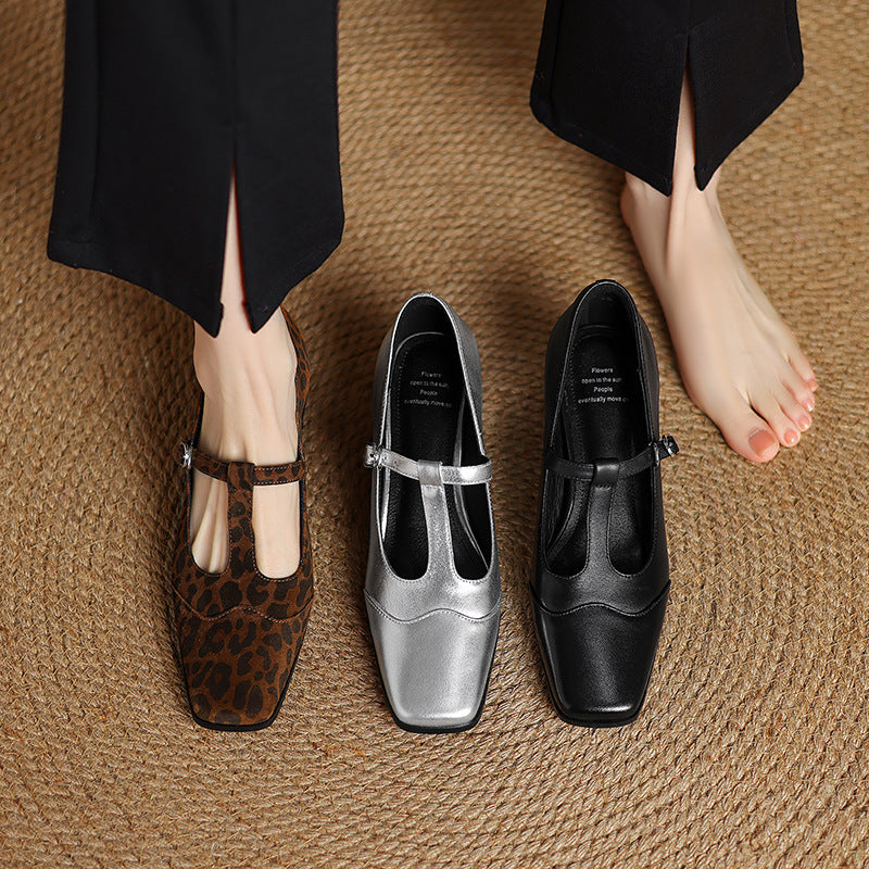 Leopard Print Mary Jane with Block Heel