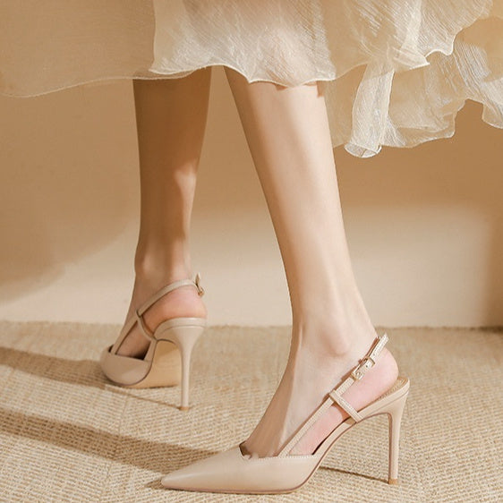 One Line Buckle Toe High-heeled Sandals For Women