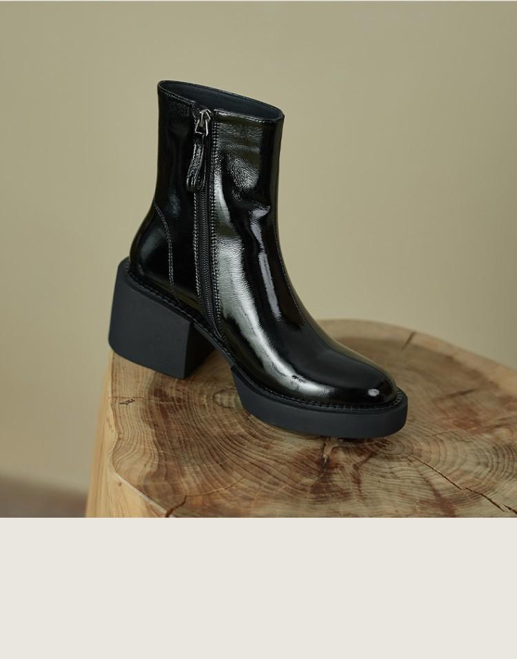 Structured Genuine Leather Ankle Boots