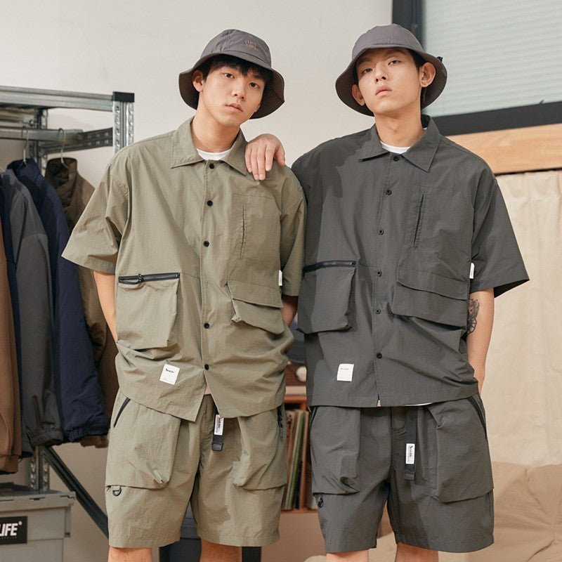 Waterproof Fishing Style Multi-pocket Workwear Short Sleeve Shirt