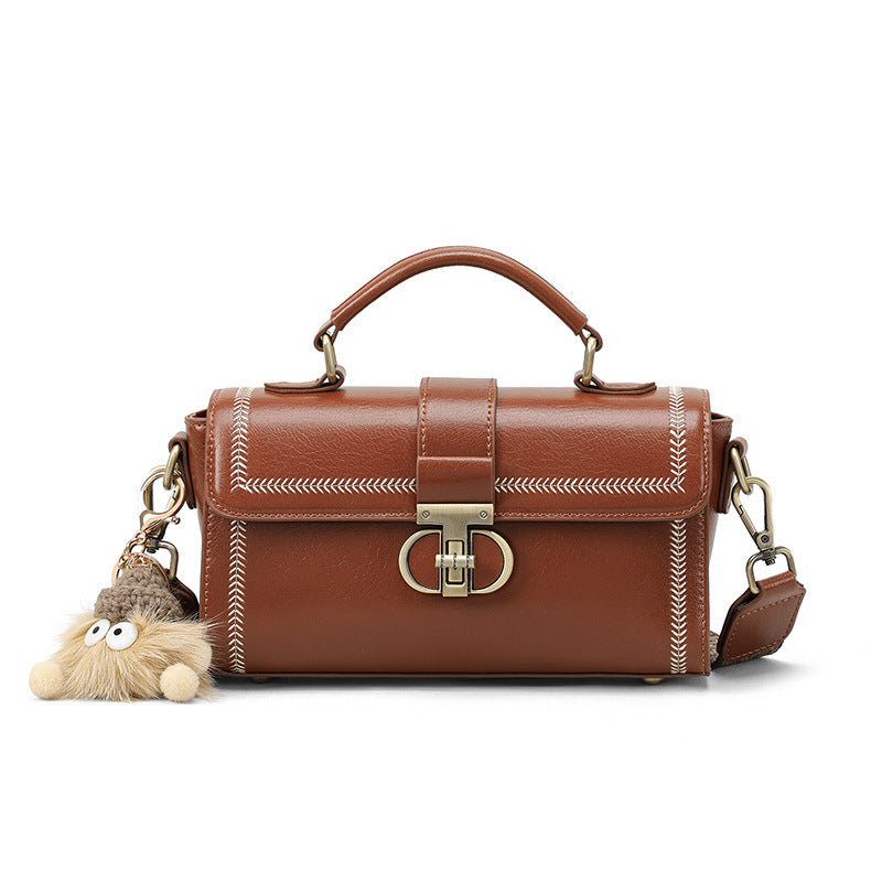 Structured Top-Handle Bag — First-Layer Cowhide Leather