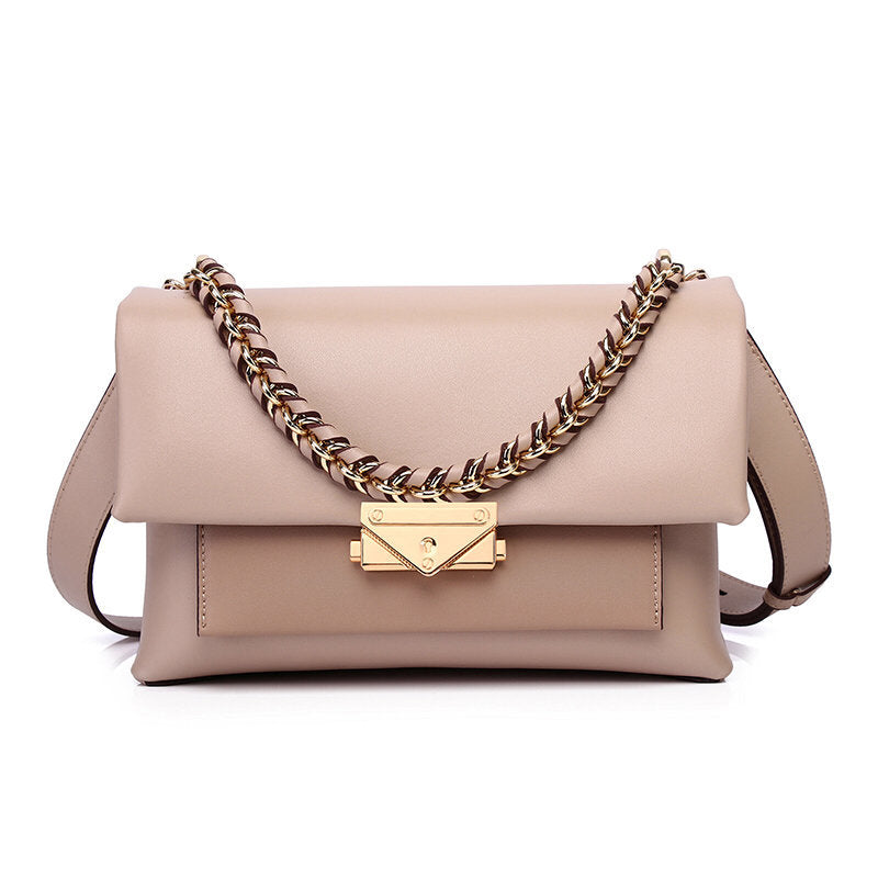 Structured Flap Shoulder Bag with Chain Carry