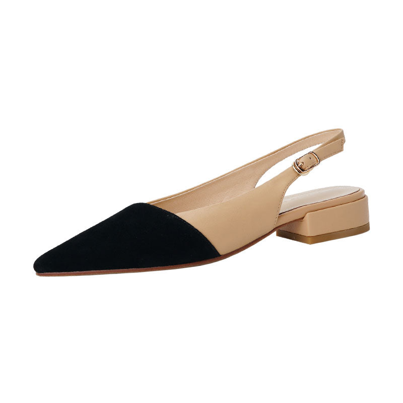 Two-Tone Leather Slingback with Low Balance Heel