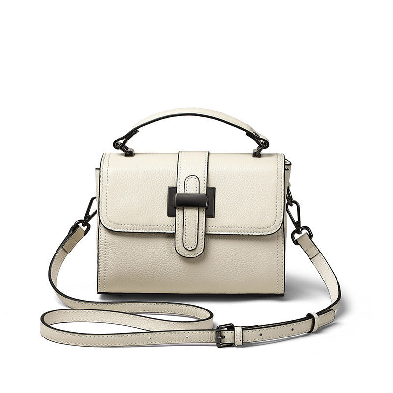 Structured Top-Handle Bag in Two-Layer Cowhide Leather