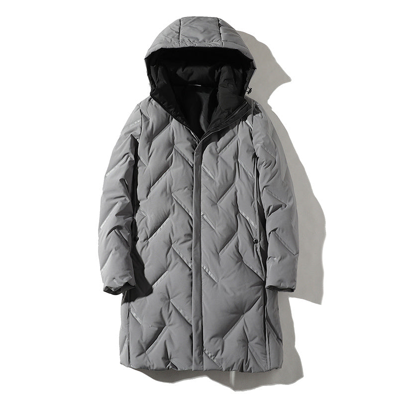 Down Men's Mid-length Korean Style Trendy Hooded Loose Winter Jacket