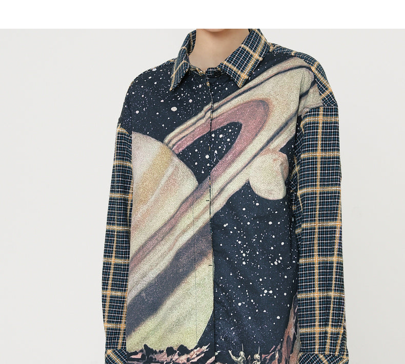 Women's Lapel Printed Designer Mid-length Shirt