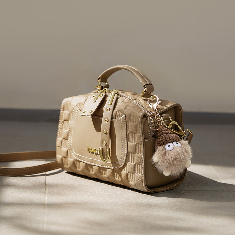 Structured Top-Handle Bag — Two-Layer Cowhide Leather