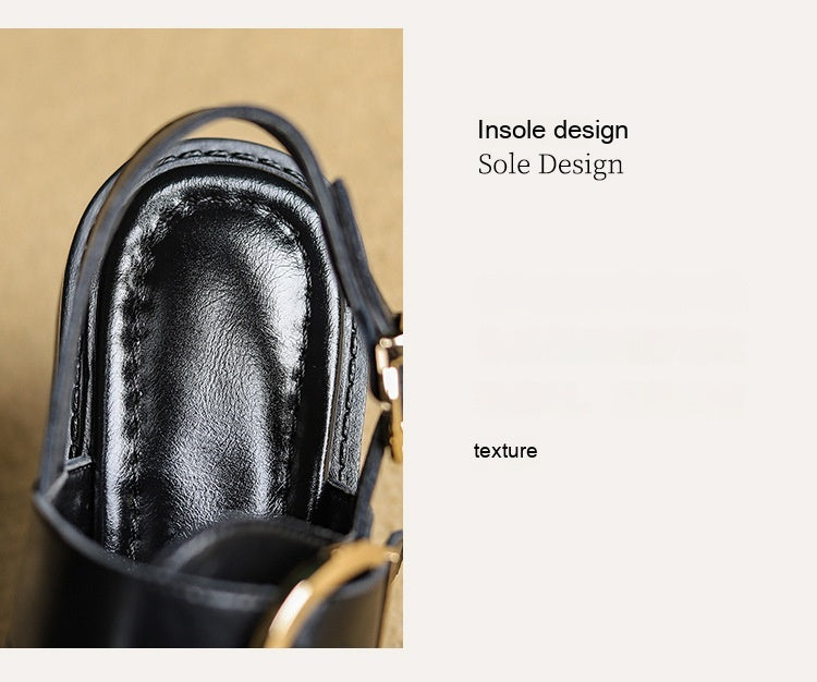 Belt Buckle Ankle-strap Sandals Back Strap Low Heel Chunky Heel Cowhide