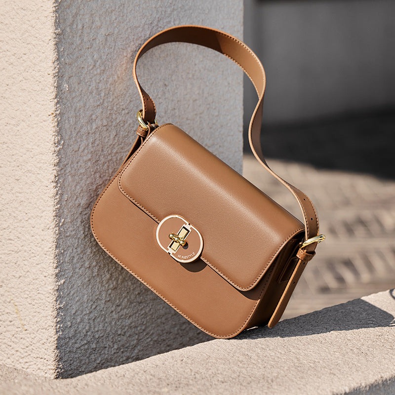 Structured Shoulder Bag — Two-Layer Cowhide Leather