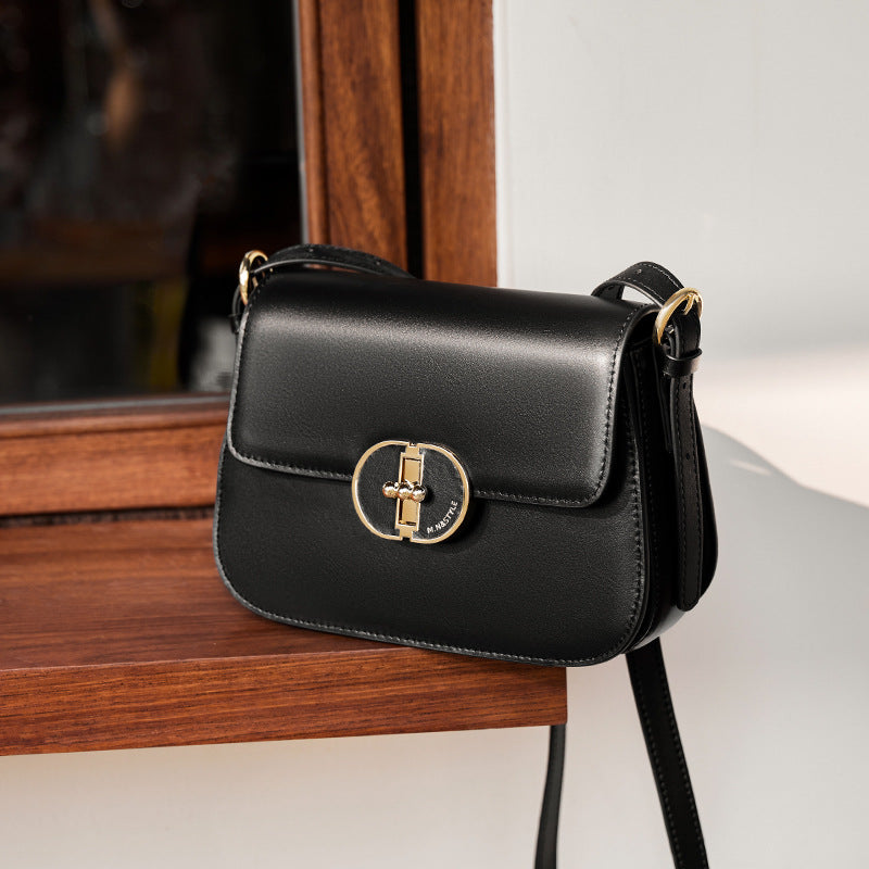 Structured Shoulder Bag — Two-Layer Cowhide Leather
