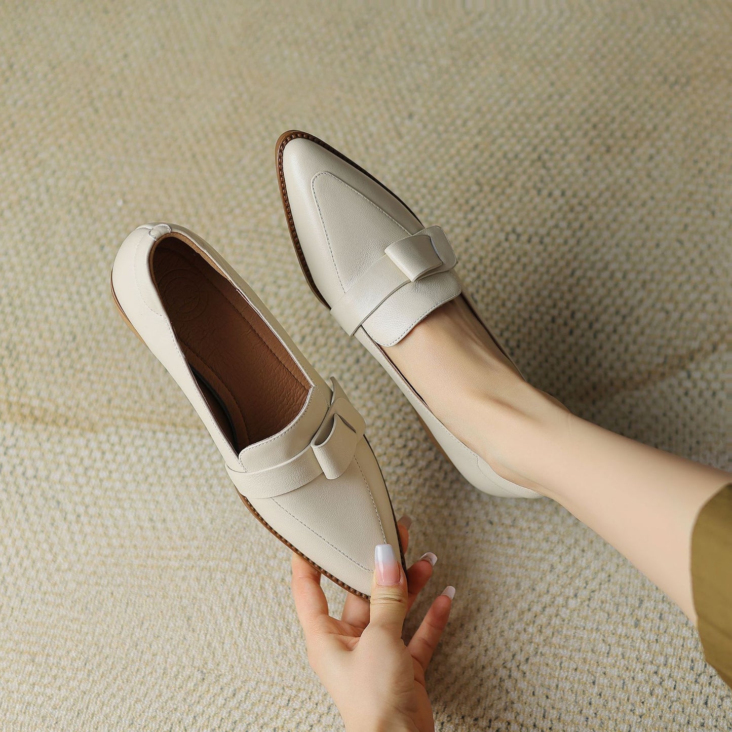 Structured Leather Loafer with Low Block Heel