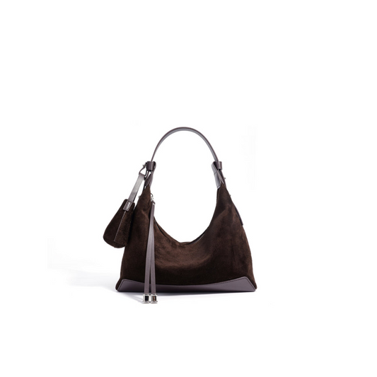 Matte Soft-Form Shoulder Bag in First-Layer Cowhide —