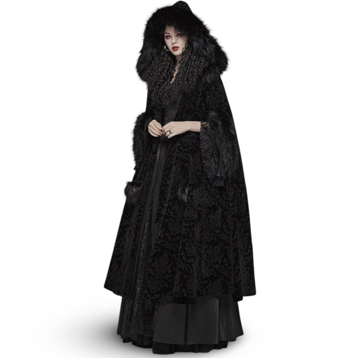 Dark Snow Queen Hooded Windbreaker Long Cape