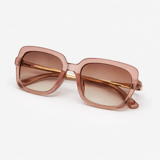 Retro Slim Square UV400 Sunglasses – Metal Detail Temple