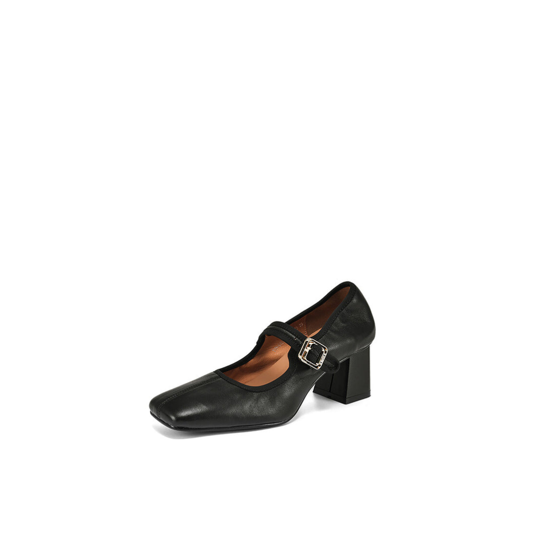 Structured Leather Mary Jane with Balanced Block Heel
