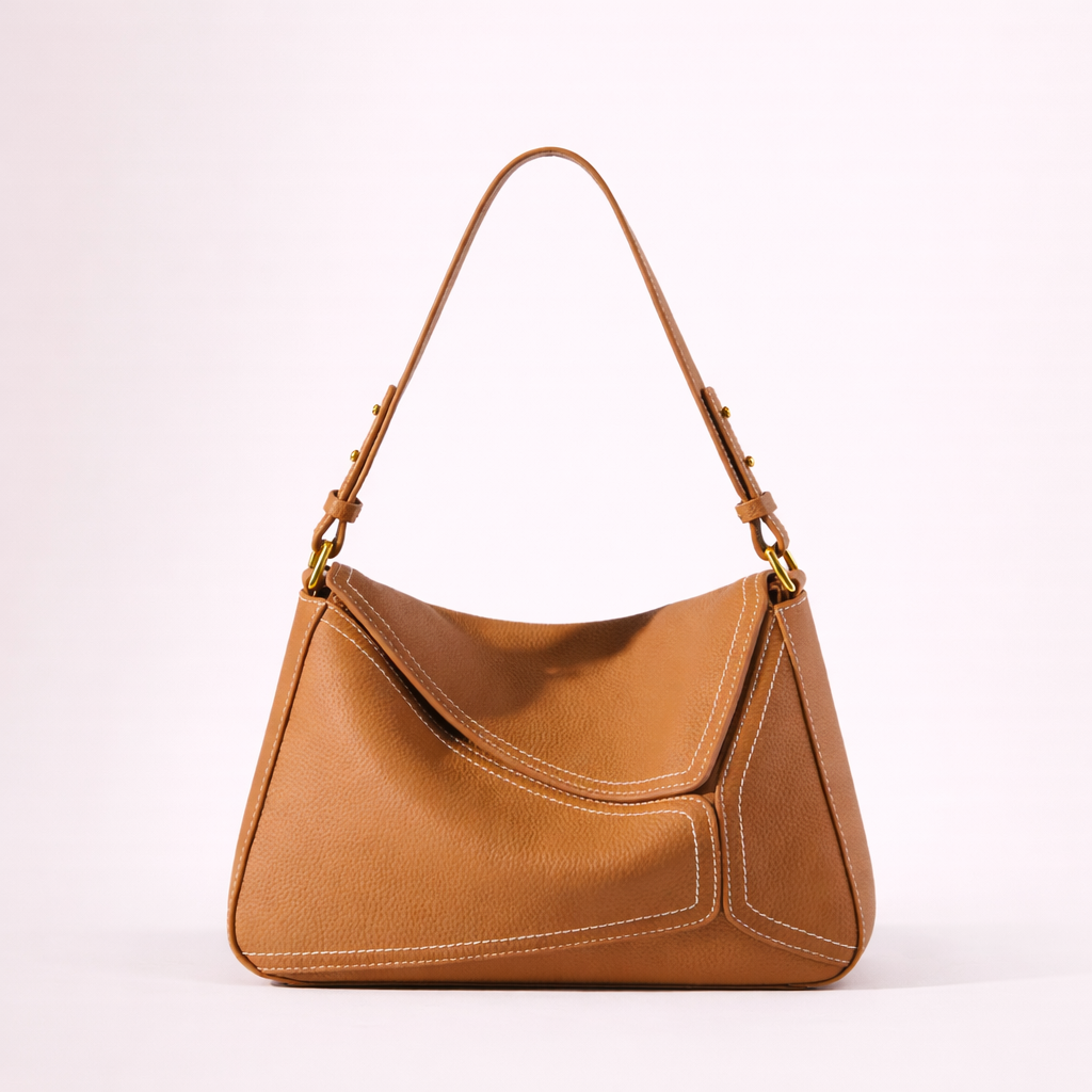 Structured Shoulder Bag — First-Layer Cowhide Leather