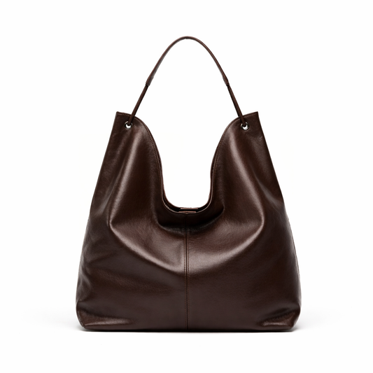Soft-Structure Cowhide Hobo Shoulder Bag