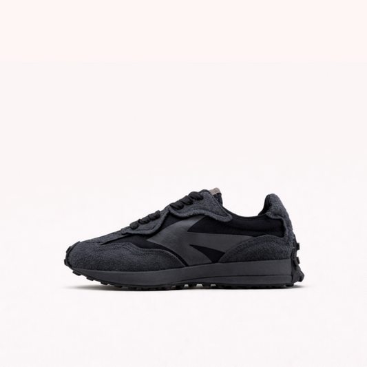 Black Suede Daily Sneaker with Cushioned Platform Sole