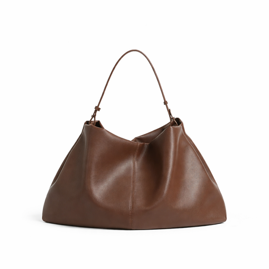 Soft-Form Cowhide Shoulder Bag with Natural Weight