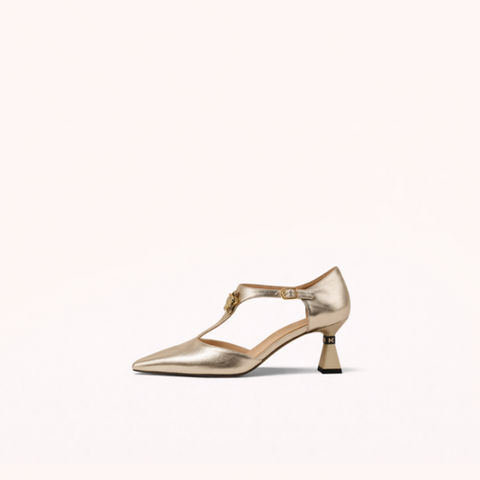 Mid-Heel Occasion Pump – First-Layer Cowhide Leather