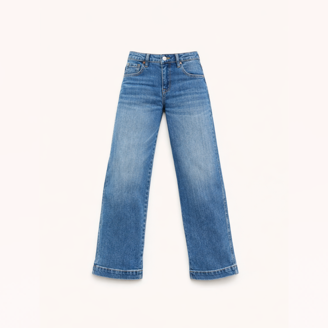 Structured Mid-Rise Straight Jeans