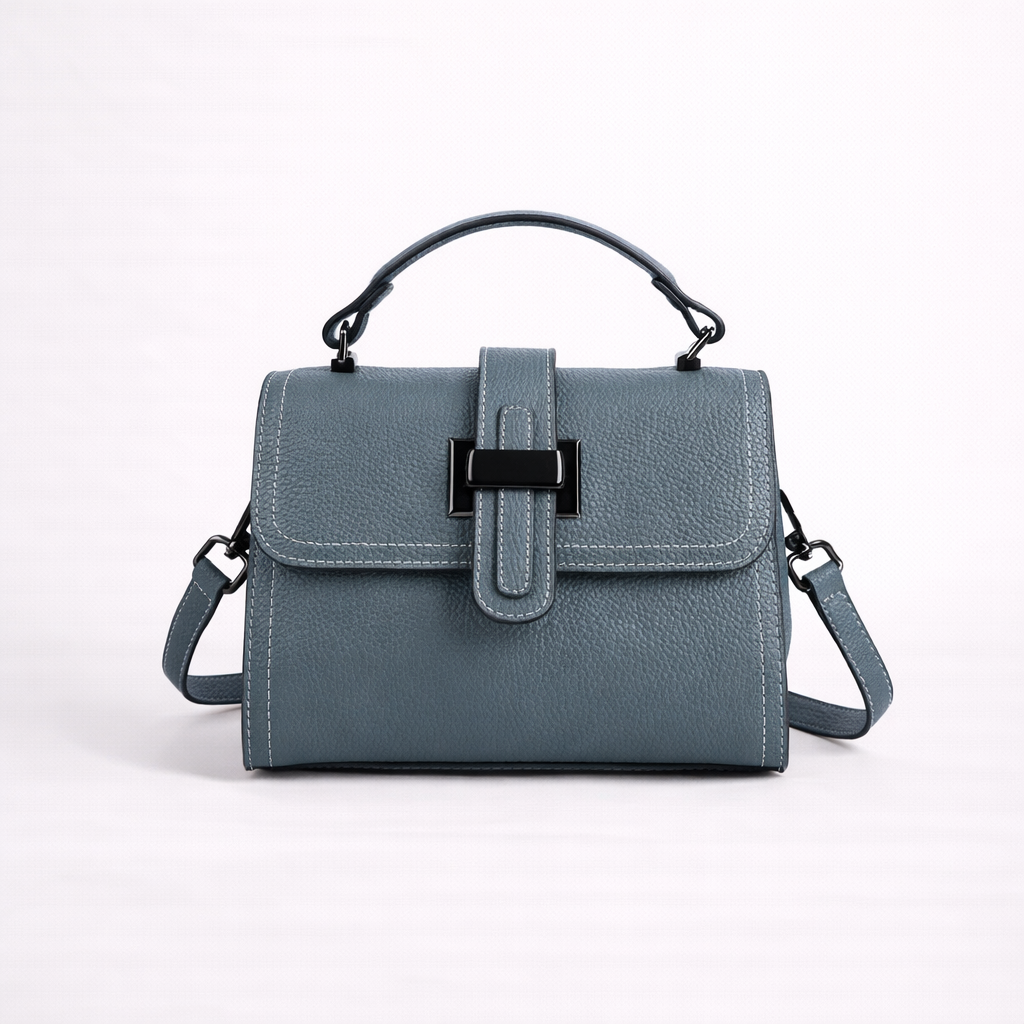 Structured Top-Handle Bag in Two-Layer Cowhide Leather