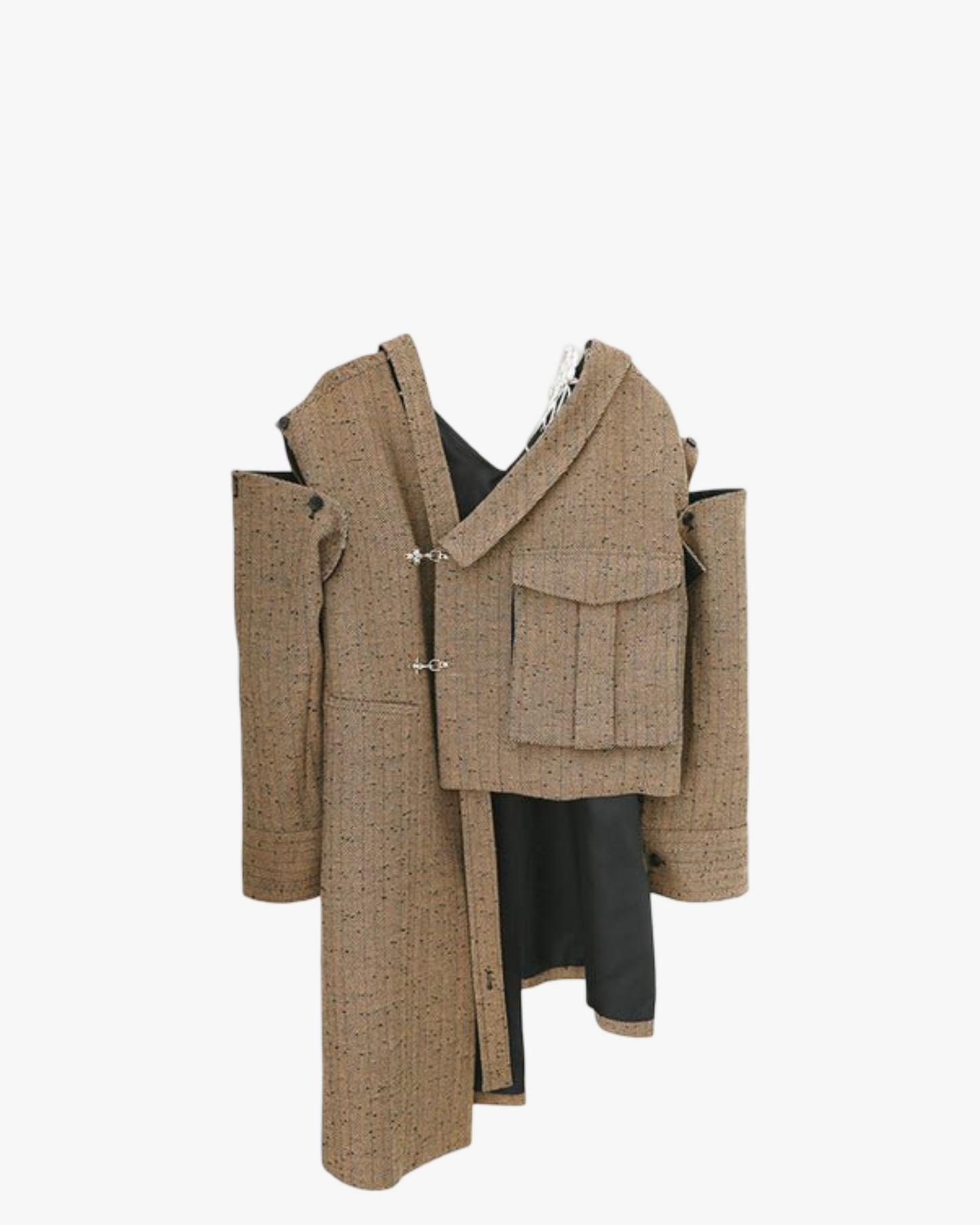 Asymmetric Split Sleeve Sequined Woolen Coat