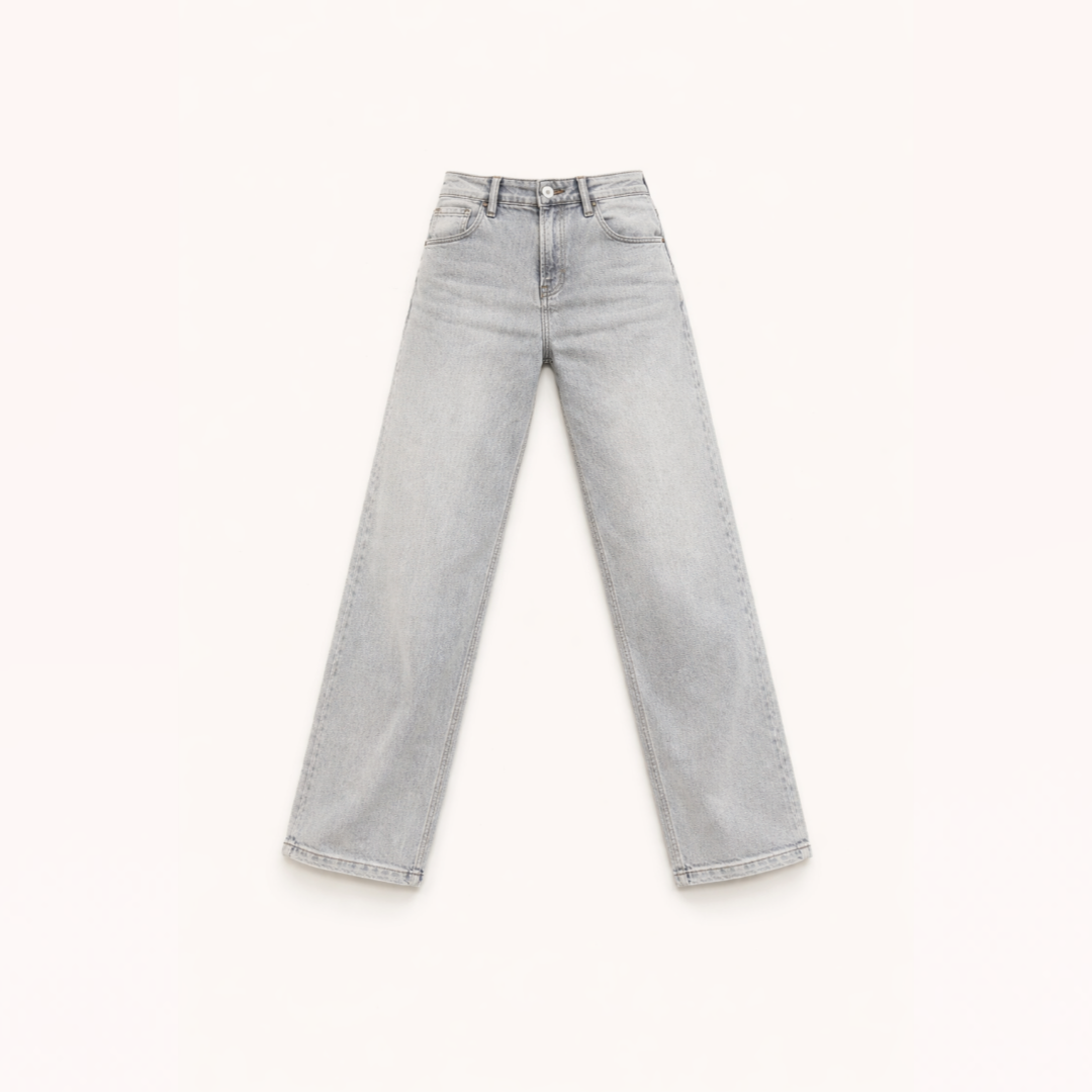 Stonewashed Grey Straight Jeans — Quiet Structure Edition