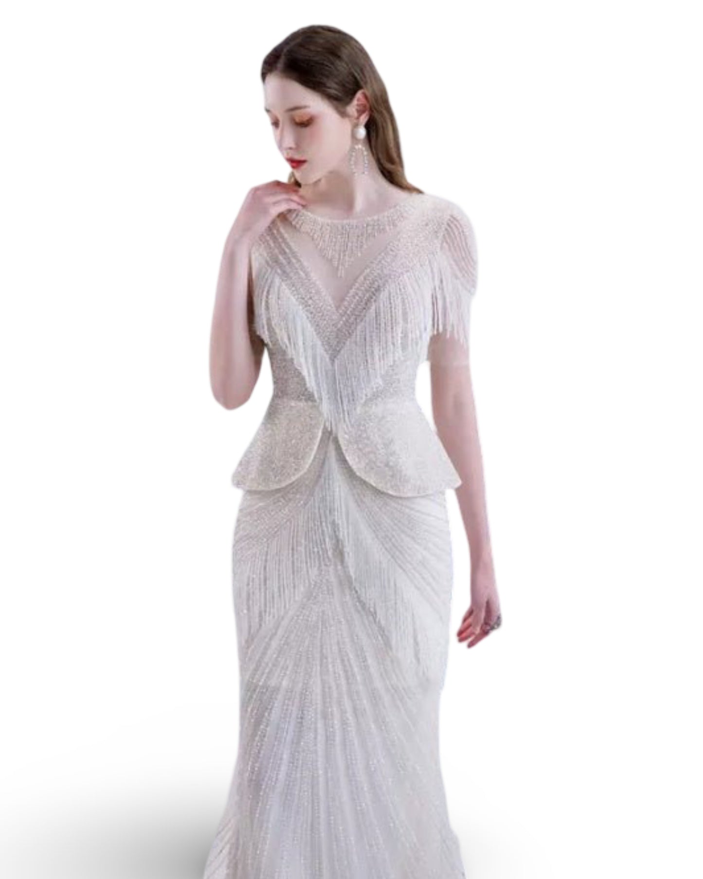 High End Luxury Tassel Fishtail Evening Dress
