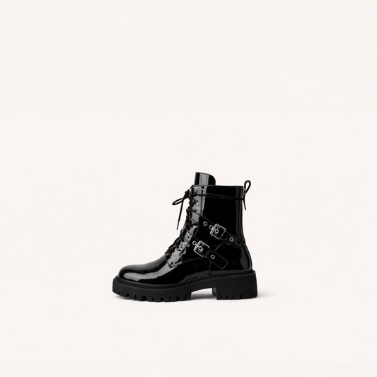 Gloss-Finish Cowhide Utility Combat Boots