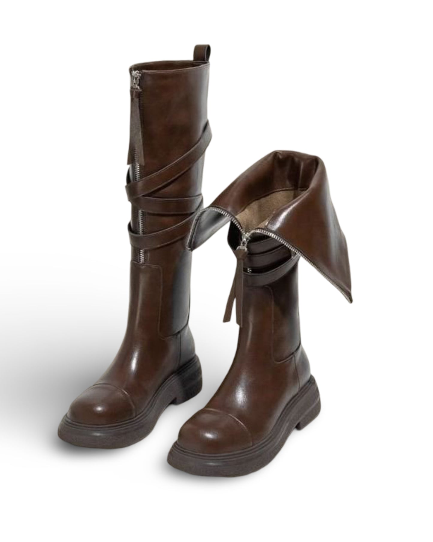 Brown Women's Riding Boots Thin High Tube Long