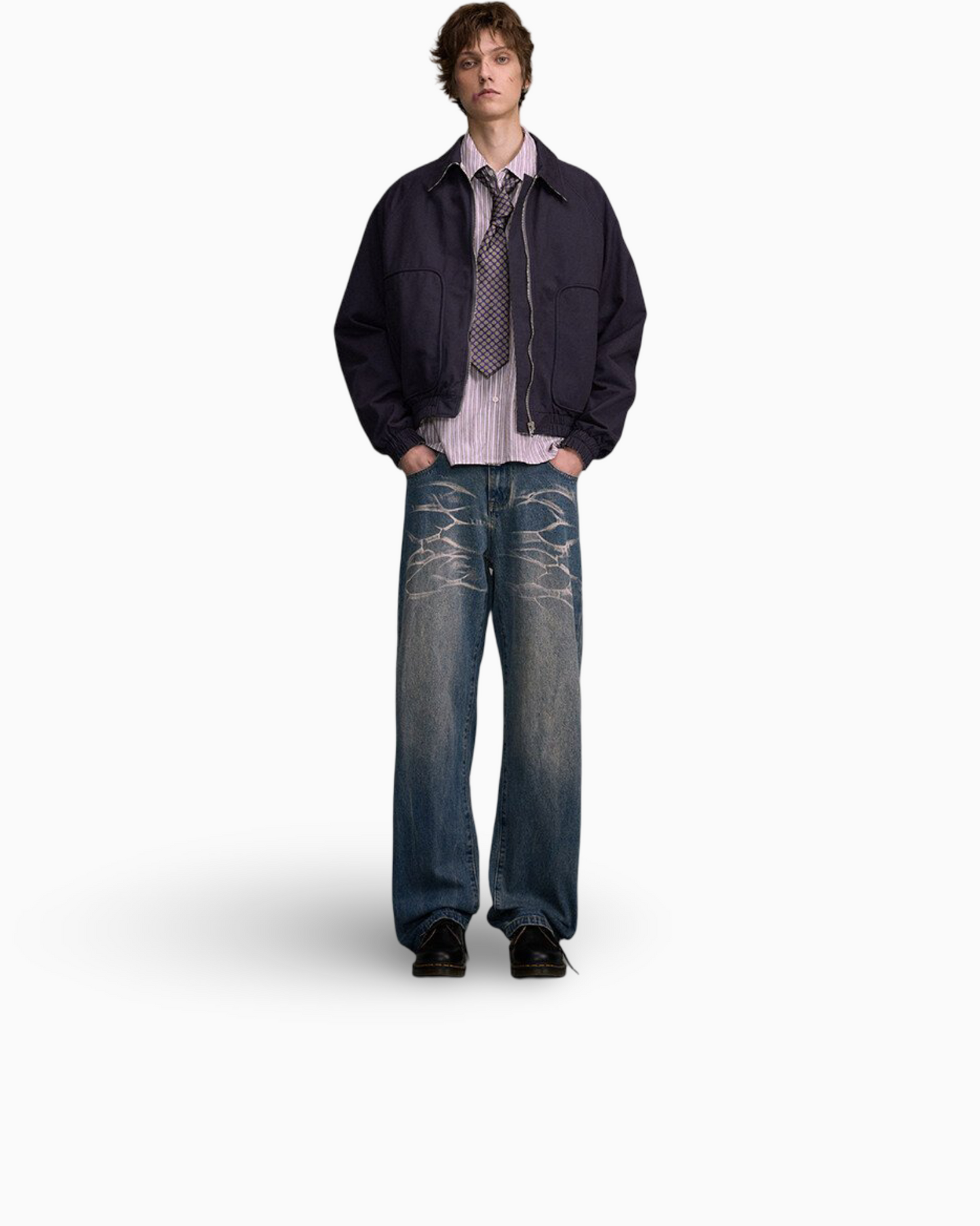 Washed Straight Jeans Men's Casual Long Pants