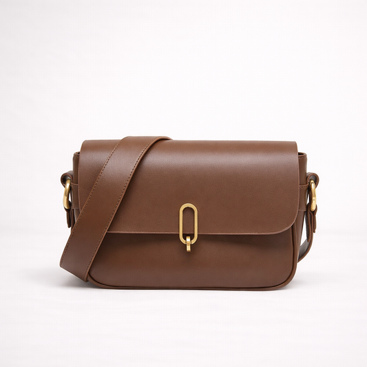 Structured Flap Crossbody Bag in Two-Layer Cowhide