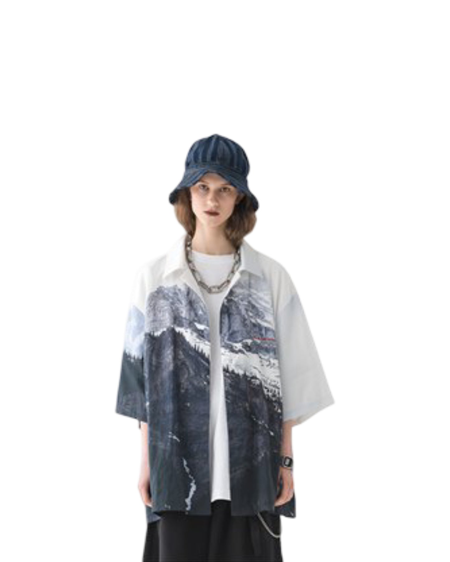 Snow Mountain Hawaiian Cuban Collar Short Sleeve Shirt