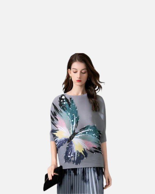 Women's  Butterfly Print Top Casual Loose T-Shirt