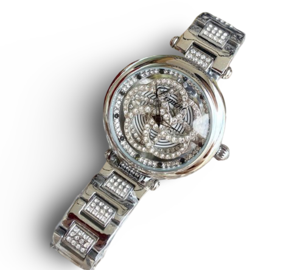 Foreign trade hot style watch female steel watch lady quartz watch to turn the windmill surface douyin the same