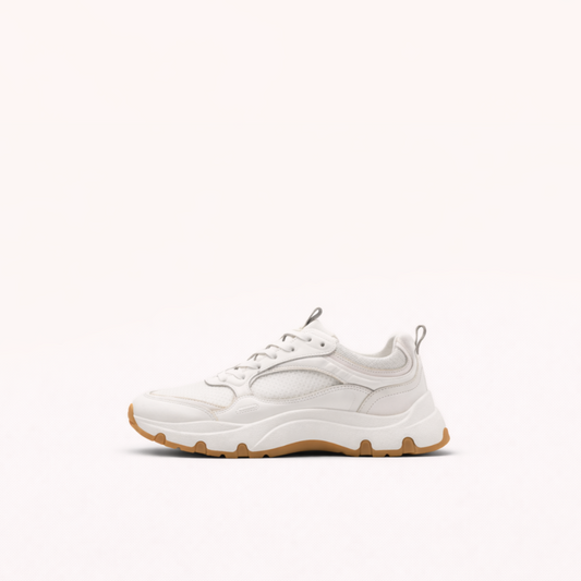 Structured Daily Sneaker – Leather & Mesh with Sculpted Sole