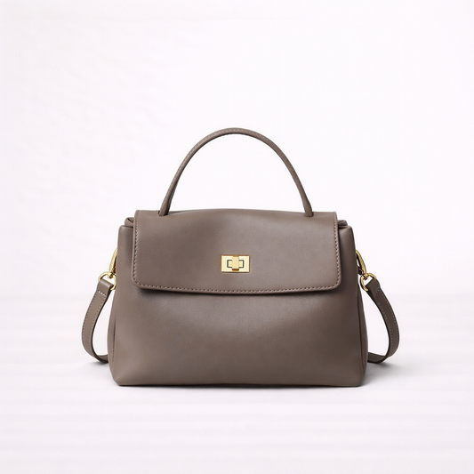 Structured Top-Handle Bag in First-Layer Cowhide