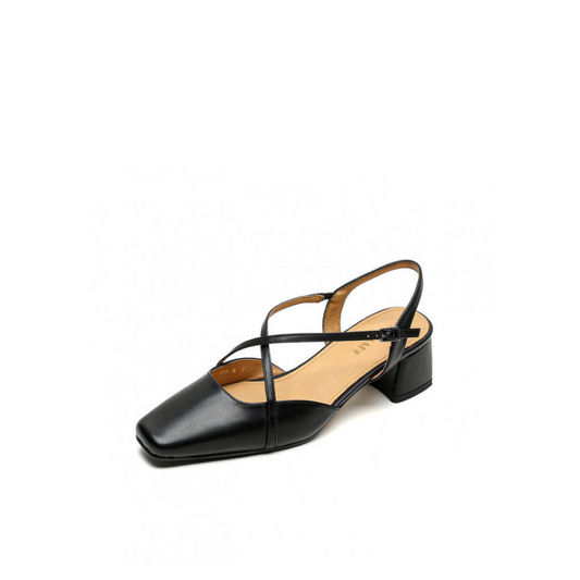 T-Strap Mid-Heel Shoe – First-Layer Cowhide with Pigskin Insole