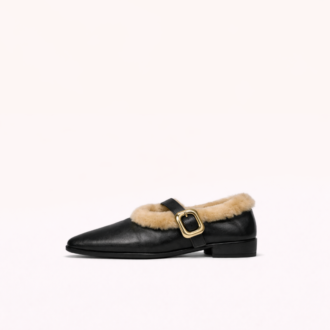 Shearling-Lined Full-Grain Leather Mary Jane