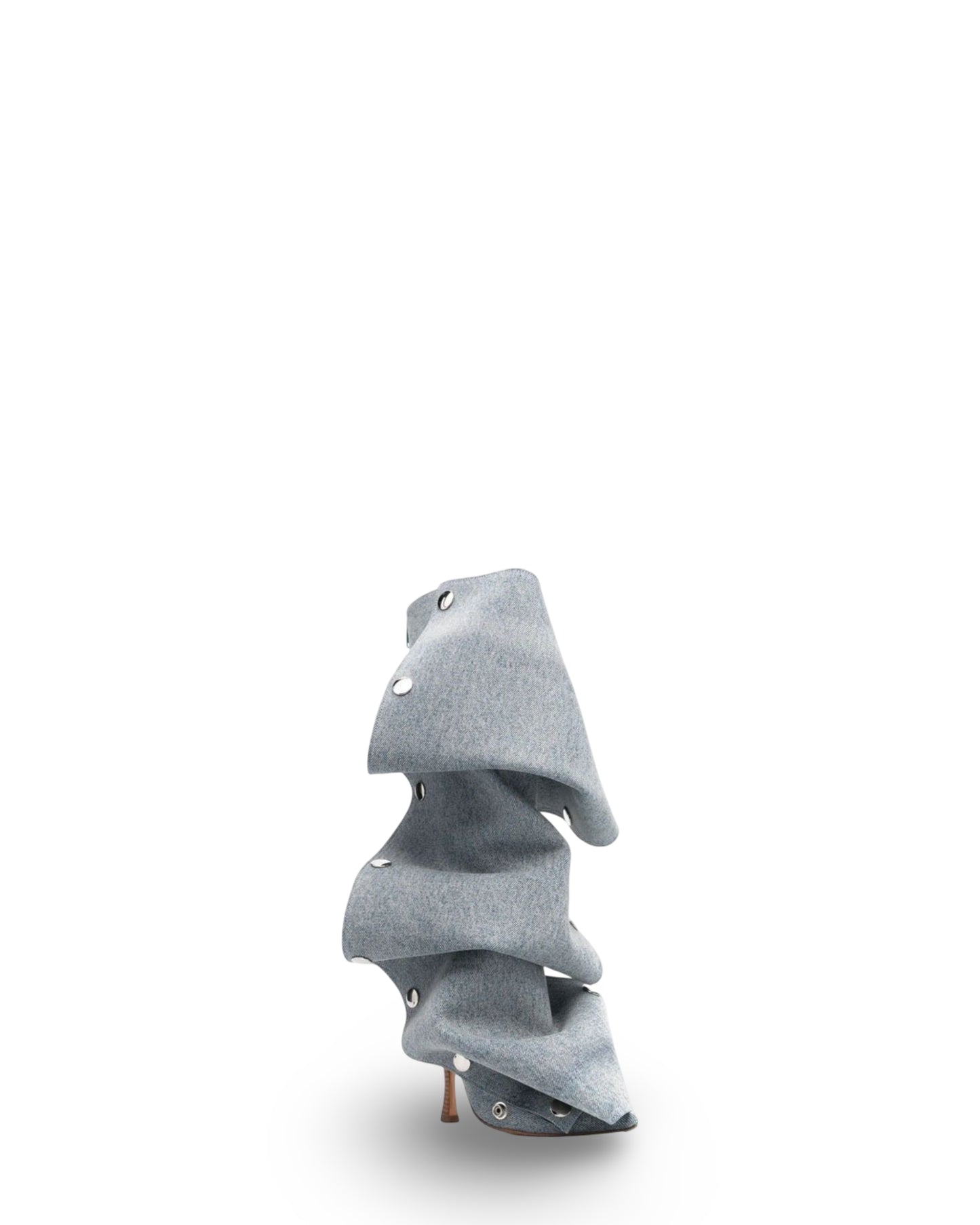 Denim Stitching Casual Two-way Pile Style Knee-length Boots